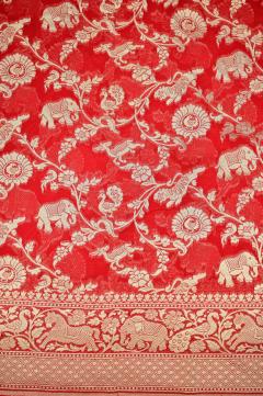 Red Banarasi Khaddi Saree