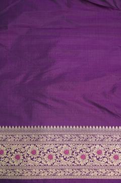 Purple Katan Alfi Opada Banarasi Saree
