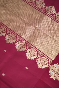 Rani pink raw mango silk banarasi saree