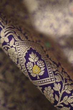 Purple Katan Alfi Opada Banarasi Saree