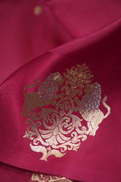 Rani pink raw mango silk banarasi saree