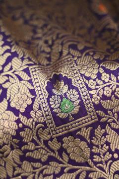 Purple Katan Alfi Opada Banarasi Saree