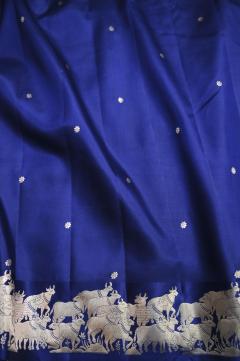 Pure Mango Banarasi Handloom Saree – Navy Blue
