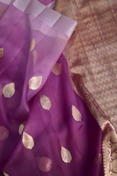 Rani Pure Organza Handloom Ombre Dye Banarasi Saree