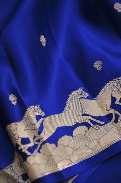 Pure Mushroo Silk Handloom Banarasi Saree – Royal Blue