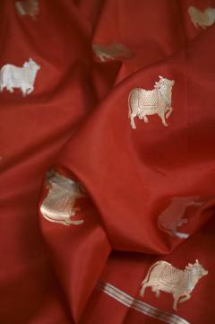 Pure Mango Handloom Banarsi Saree – Rust Orange