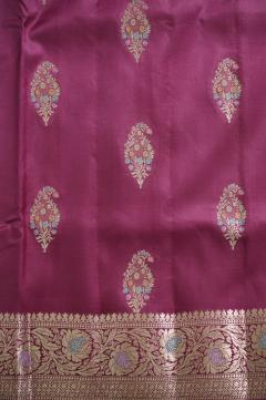 Wine Katan Silk Banarasi Saree