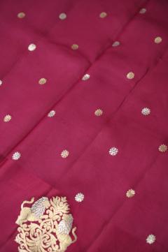 Rani pink raw mango silk banarasi saree