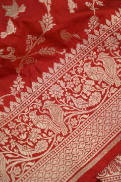 Red Katan Opada Banarasi Saree