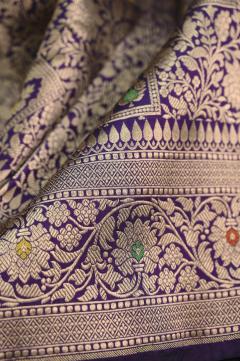 Purple Katan Alfi Opada Banarasi Saree