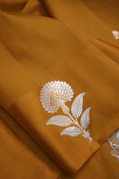 Pure Mango Banarasi Handloom Saree – Golden Mustard