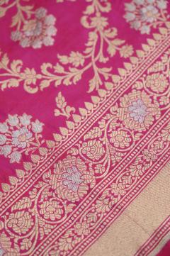 Rani Katan Alfi Opada Banarasi Saree