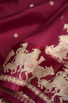 Pure Mango Handloom Banarsi Saree – Rani Pink