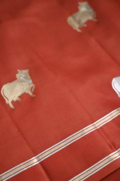 Pure Mango Handloom Banarsi Saree – Rust Orange