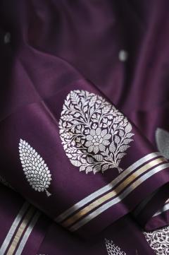 Pure Mango Banarasi Handloom Saree – Wine