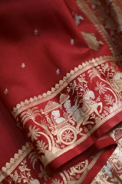 Pure Mango Banarasi Handloom Saree – Red