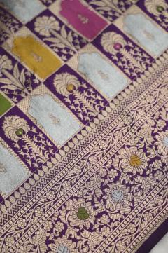 Purple Katan Alfi Opada Banarasi Saree