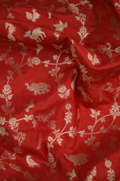 Red Katan Opada Banarasi Saree