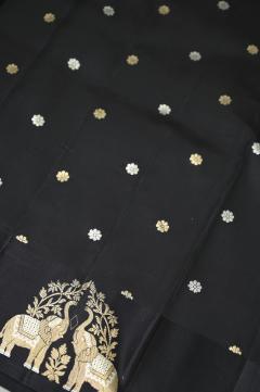 Black Mango Silk Handloom Banarasi saree