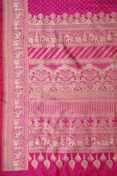 Rani Pink Katan Opada Booti Banarasi Saree