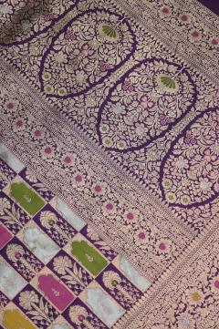 Purple Katan Alfi Opada Banarasi Saree