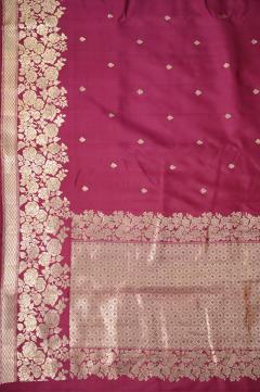 Pure Mango Banarasi Handloom Saree – Rani Pink