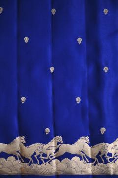 Pure Mushroo Silk Handloom Banarasi Saree – Royal Blue