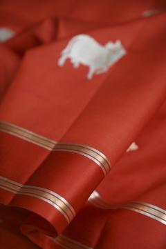 Pure Mango Handloom Banarsi Saree – Rust Orange