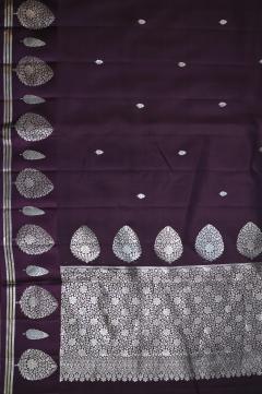 Pure Mango Banarasi Handloom Saree – Wine