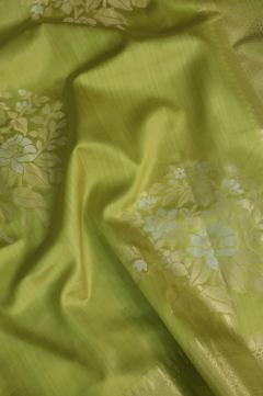 Pista Chynia Silk Bold Boota Banarasi Saree