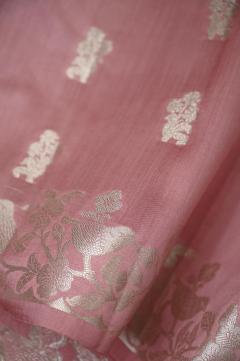 Strawberry Chynia Silk Banarasi Saree