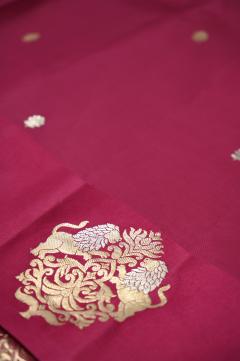 Rani pink raw mango silk banarasi saree