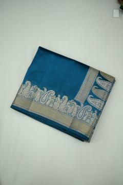 Raw Mango Silk Zari Saree in German Blue & 7 Colors