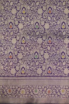 Purple Katan Alfi Opada Banarasi Saree