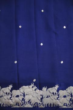 Pure Mango Banarasi Handloom Saree – Navy Blue