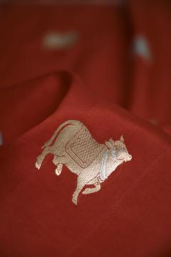 Pure Mango Handloom Banarsi Saree – Rust Orange