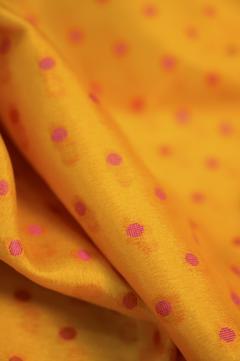 Yellow Crepe Traditional Border Booti Banarasi Saree