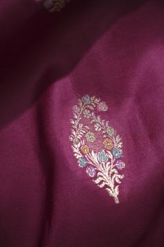 Wine Katan Silk Banarasi Saree