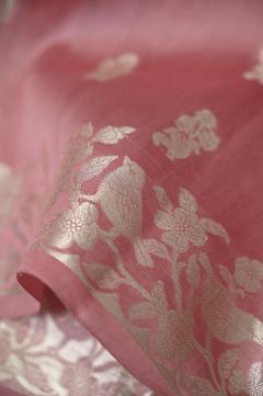 Strawberry Chynia Silk Banarasi Saree