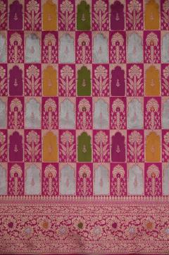 Rani Katan Alfi Opada Banarasi Saree