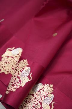 Rani pink raw mango silk banarasi saree