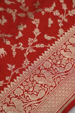 Red Katan Opada Banarasi Saree