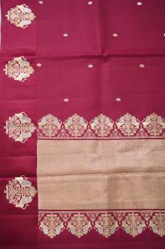 Rani pink raw mango silk banarasi saree