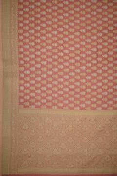 Supernet Dusty Strawberry Pink Banarasi Saree