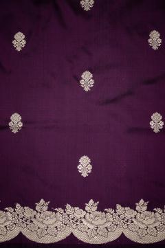 Pure Katan Deep Wine Zari Banarasi Saree