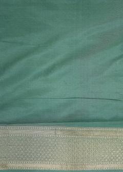 Pure Banarasi Katan Upada Forest Green Saree