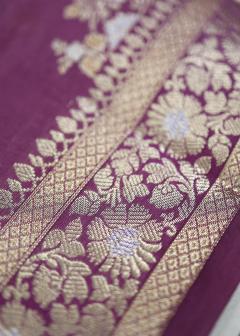 Pure Banarasi Dupian Purple Silk Saree