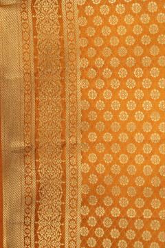 Pure Banarasi Chynia Orange Rust Silk Saree