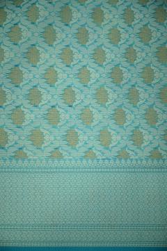 Supernet Ferozi Blue Weaved Banarasi Saree